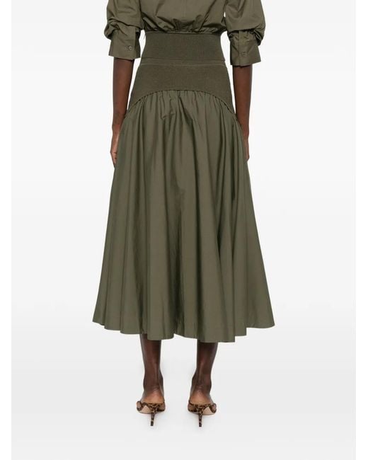 Jonathan Simkhai Green Knitted-Panel Midi Skirt