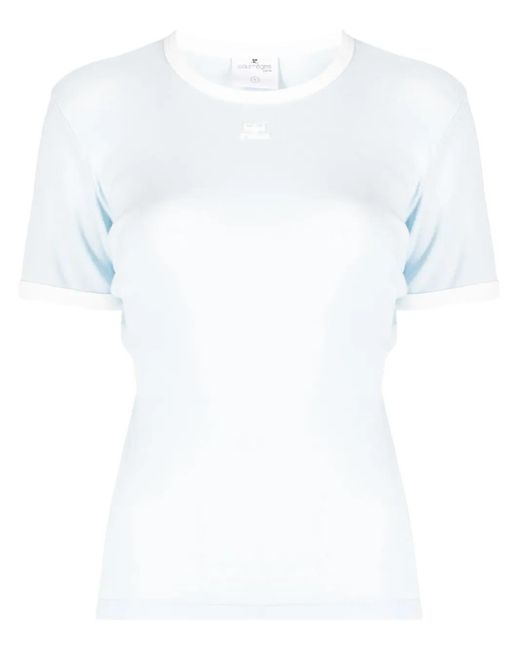 T-Shirt En Coton À Logo Brodé Courreges en coloris White