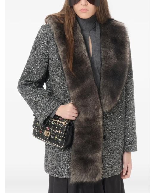 Valentino Garavani Gray Scarf-Detail Vlogo Sweater