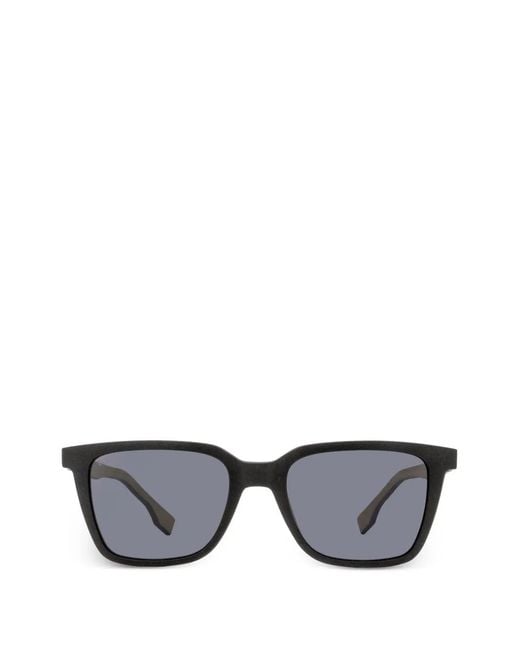 Boss Gray Stepped-Brow-Line Rectangle-Frame Sunglasses for men