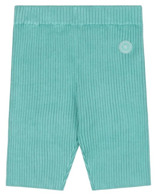 Sporty & Rich Blue Logo-Patch Biker Shorts