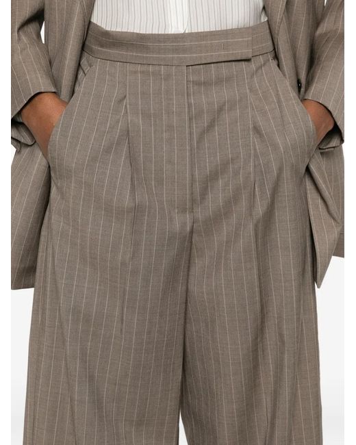 Max Mara Gray Manetta Pinstriped Trousers