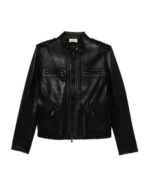 P.A.R.O.S.H. ジップアップ レザージャケット Black