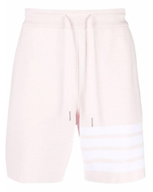 Thom Browne Pink Ottoman 4-Bar Track Shorts for men