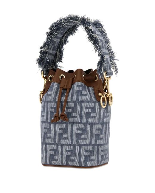Fendi Blue Mini Mon Tresor Ff Logo Bucket Bag