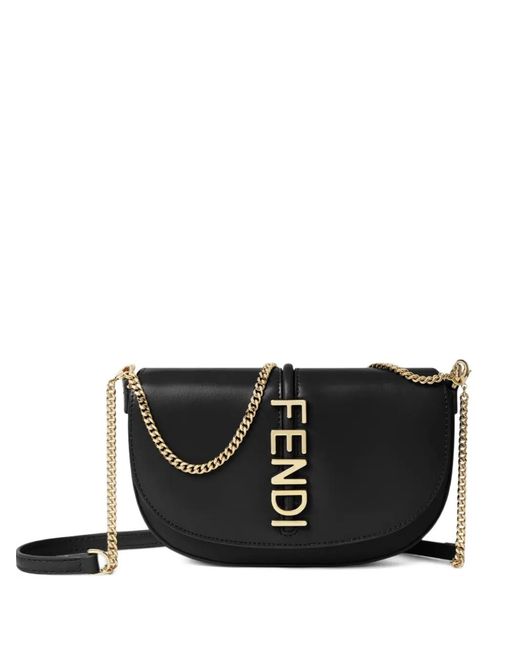 Fendi Black Graphy Leather Mini Bag
