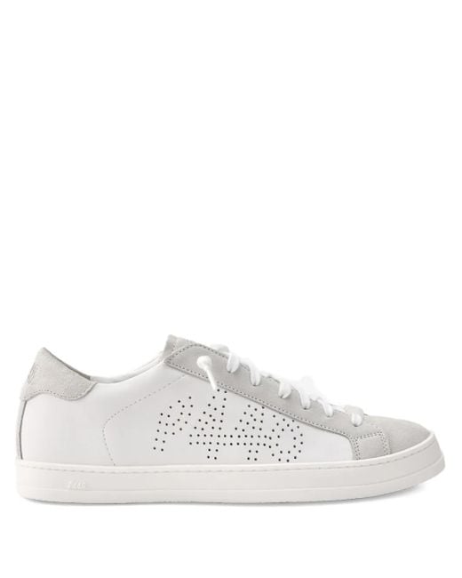 P448 White John Perforated-Logo Leather Sneakers for men
