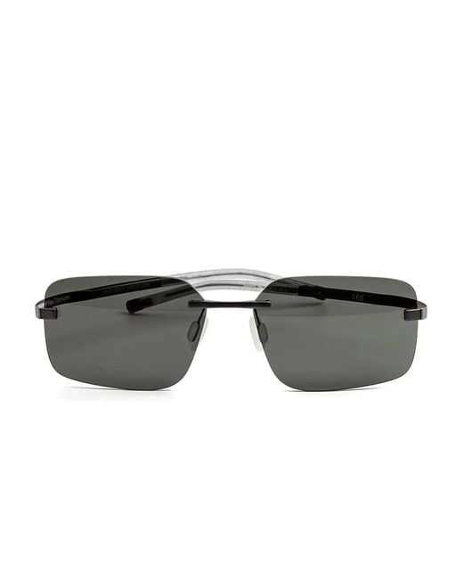 Tag Heuer Gray Rectangle-Frame Sunglasses