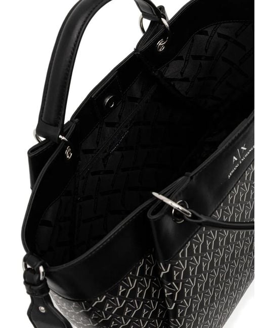 ARMANI EXCHANGE Black Monogram Cross Body Bag