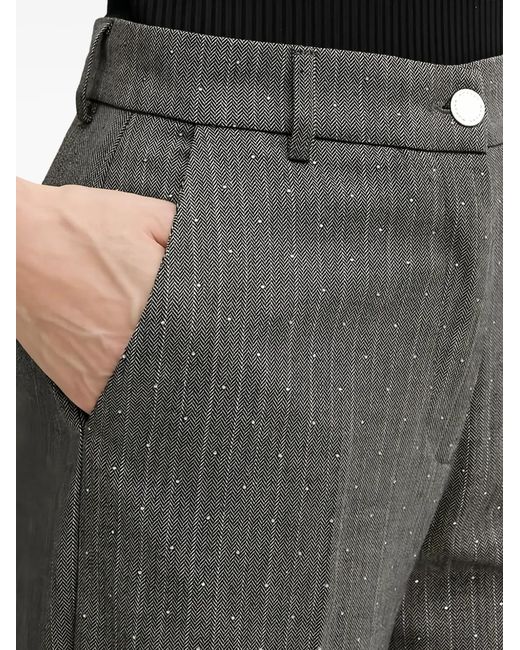 Morgan Gray Herringbone Striped Trousers