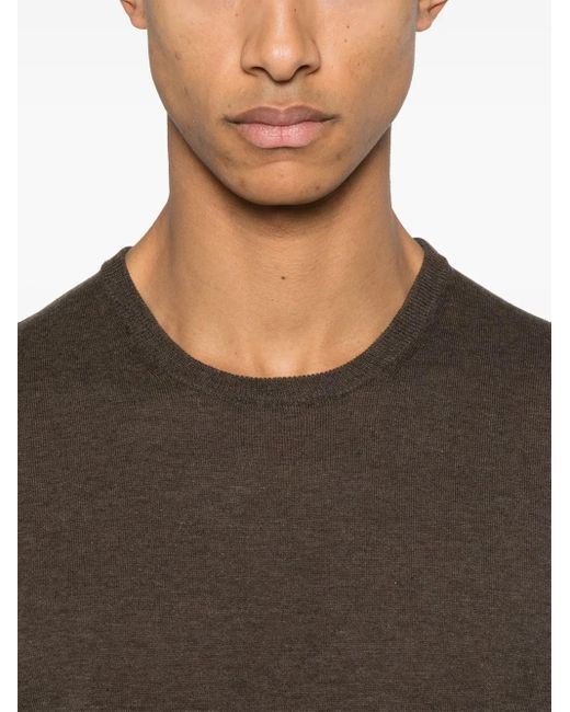 Caruso Brown Short-Sleeves Cotton T-Shirt for men