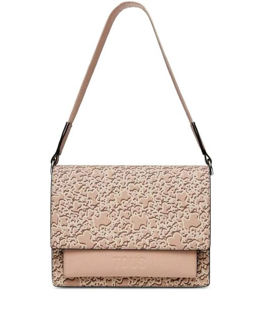 Tous White Medium Audree Bear-Logo Shoulder Bag