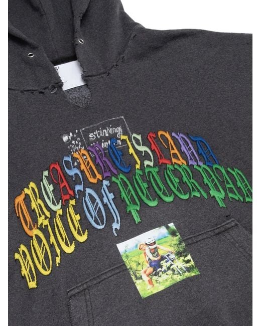 PALY Black Embroidered Distressed Hoodie