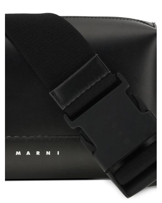 Marni Black Buckle Strap Messenger Bag for men
