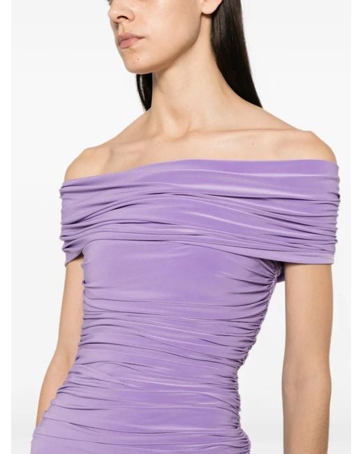 Norma Kamali Purple Ruched Mini Dress