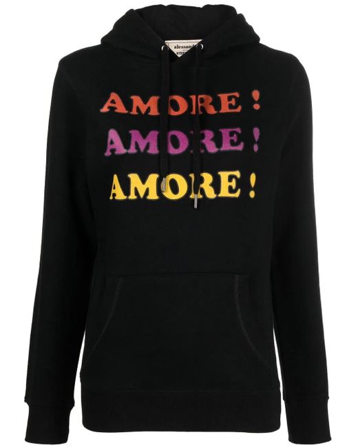 ALESSANDRO ENRIQUEZ Black Hoodie Mit Slogan-Print