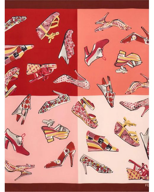 Ferragamo Pink Genio-Print Silk Scarf