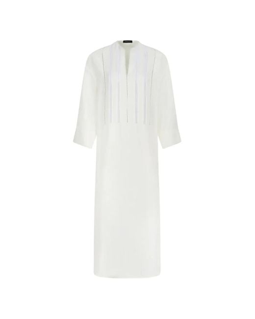 Fabiana Filippi White Embroidered-Panel Frayed-Edge Maxi Dress
