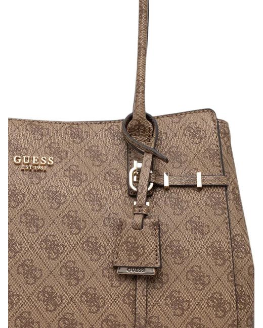 Guess Brown Leona Logo-Print Monogram Tote Bag