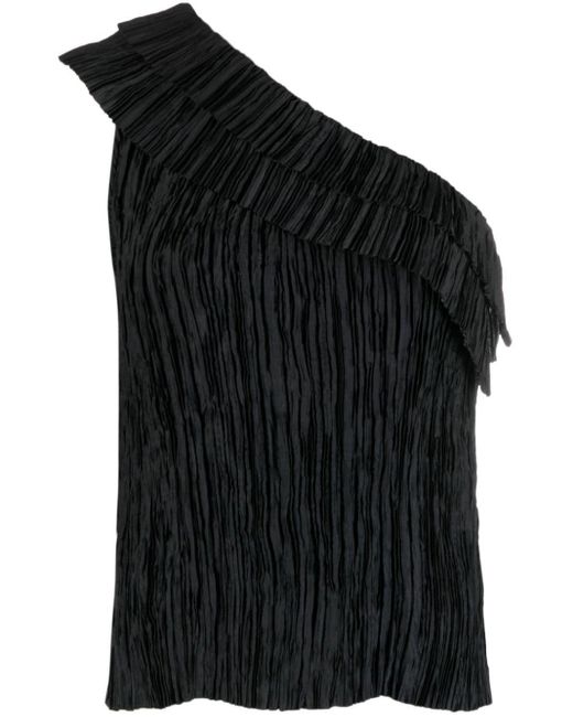 Top Ravenna plissé monospalla di Ulla Johnson in Black