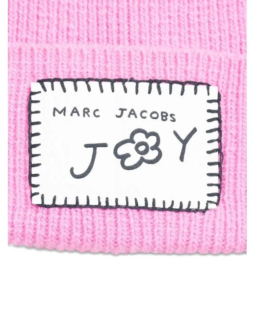 Marc Jacobs Pink Logo-Patch Beanie