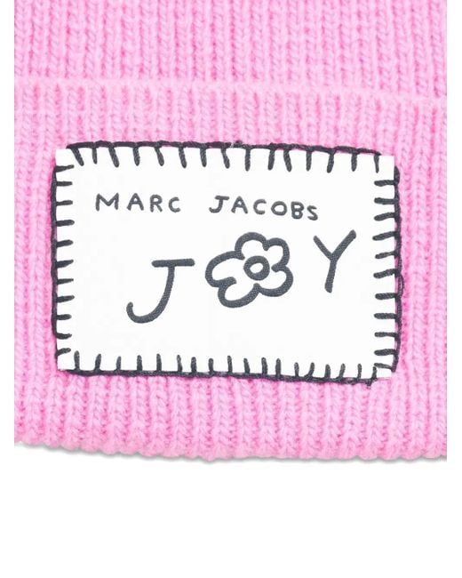 Marc Jacobs Pink Logo-Patch Beanie