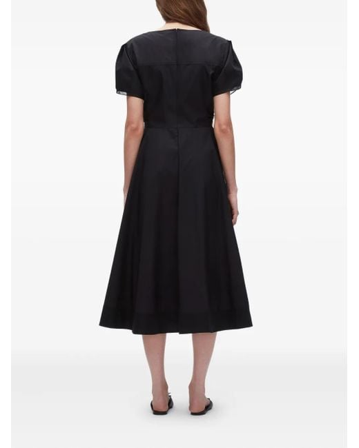 3.1 Phillip Lim Midi-Jurk Met Pofmouwen En V-Hals in het Black