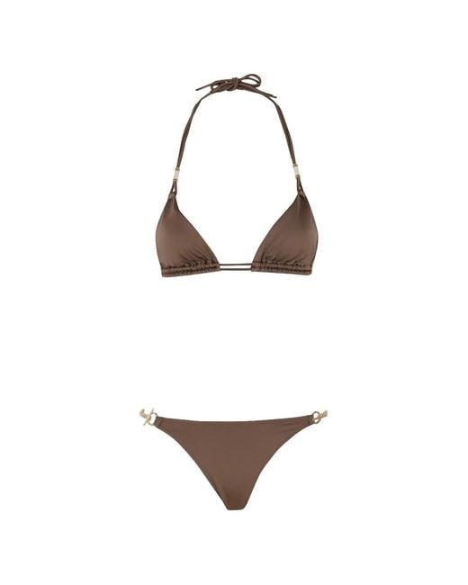 Pin-Up Stars White Chain-Detail Triangle Bikini