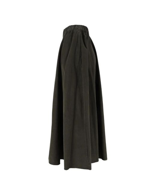 Aspesi Black Elasticated-Waist Corduroy Long Skirt