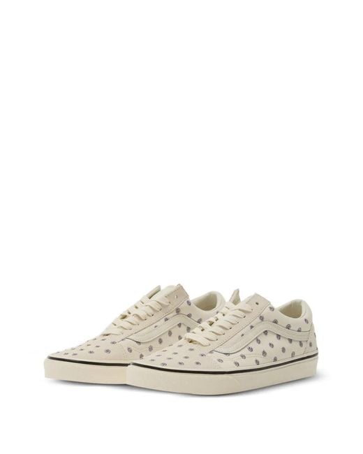 Vans White Floral-Embroidered Old Skool Sneakers