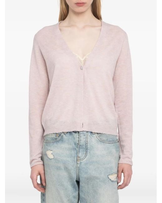 Zadig & Voltaire Pink Manylla Button-Front V-Neck Cardigan