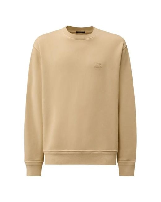 C P Company Natural Logo-Embroidered Crewneck Cotton Sweatshirt for men
