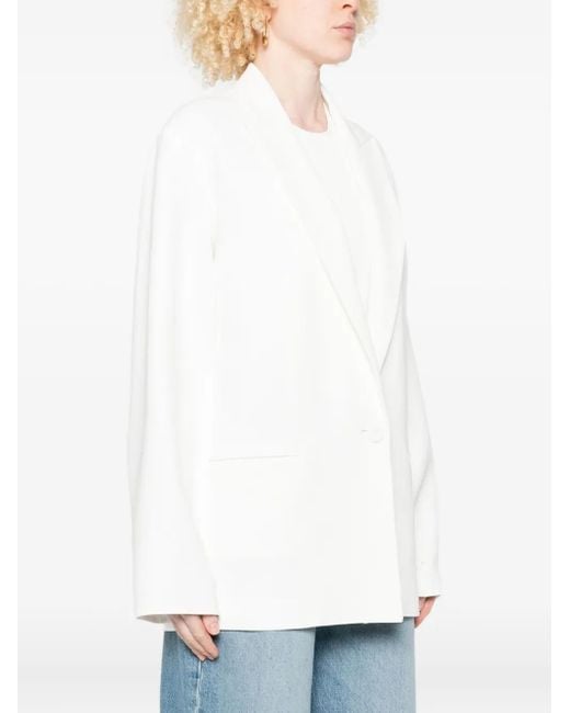 Alberta Ferretti White Single-Button Notched-Lapel Blazer