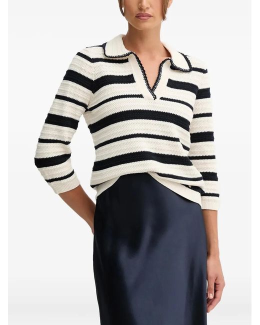 Pedro Del Hierro Madrid White Striped Sweater