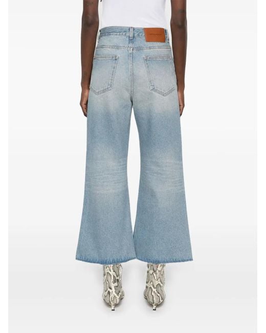 Victoria Beckham Blue Wide Leg Cropped Jeans
