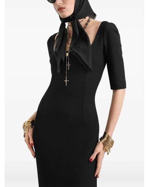 Dolce & Gabbana Black Double Wool Crêpe Dress