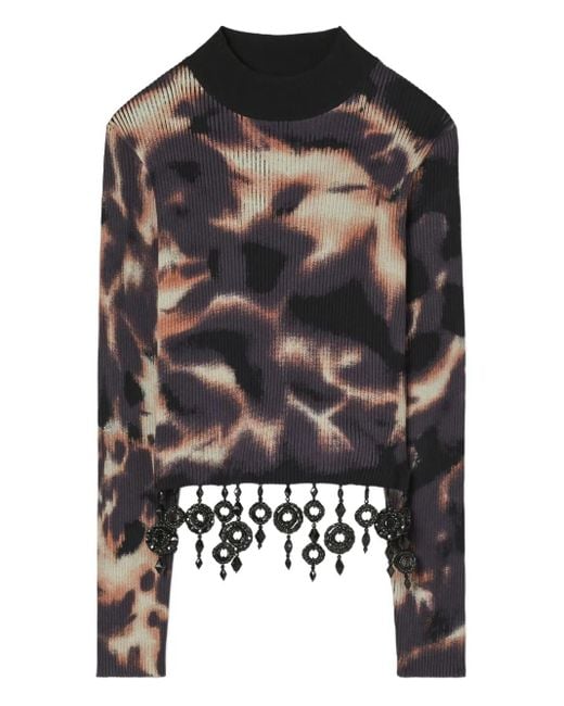 Tory Burch Black Embellished Cotton Top