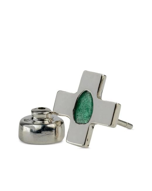 Parts Of 4 Gray Sterling Plus Emerald Earring