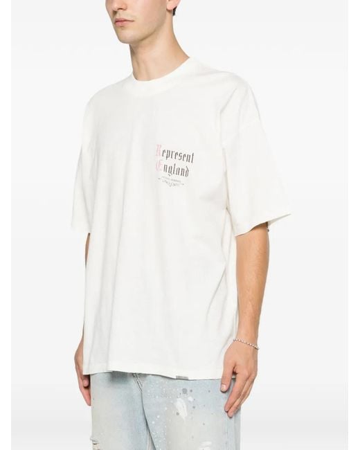 Represent White Logo-Print Short-Sleeve T-Shirt for men