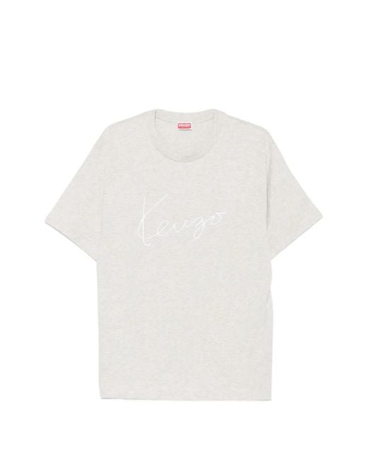 KENZO White Logo-Embroidered T-Shirt for men
