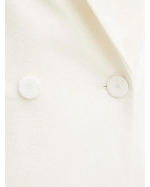 IVY & OAK White Double-Breasted Buttoned Blazer