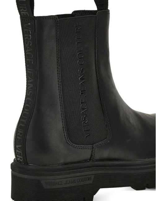 Versace Jeans Couture Black Logo-Detail Elastic-Panel Boots for men