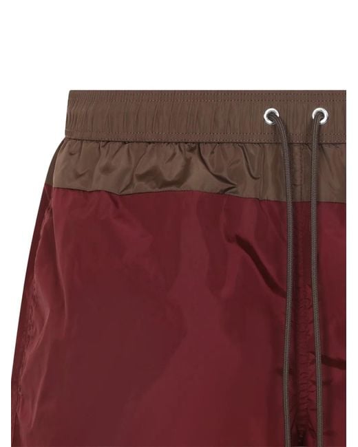 Moncler Red Drawstring-Waist Swim Shorts for men