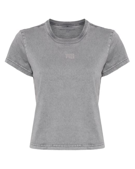 T-shirt en coton à appliqué logo Alexander Wang en coloris Gray