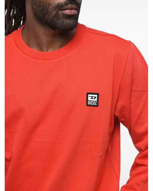 DIESEL Red Logo-Patch Sweatshirt for men