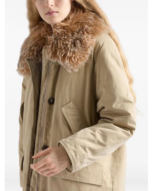 Prada Natural Shearling-Collar Jacket