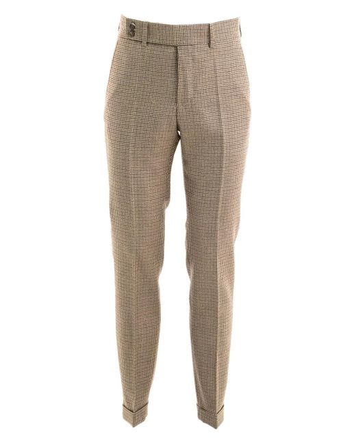 Incotex Natural Cuffed Houndstooth Trousers for men