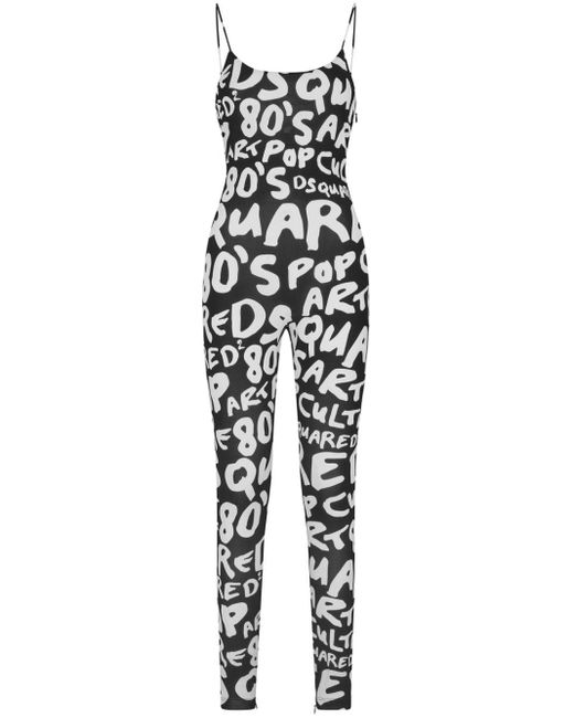 Text-print jumpsuit di DSquared² in White