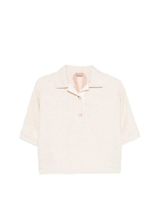 N°21 White Tweed Polo Top