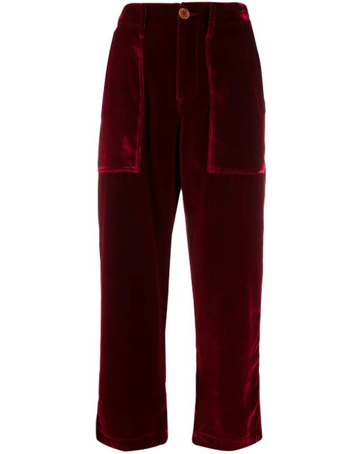 Jejia Red High-Rise Cropped Trousers